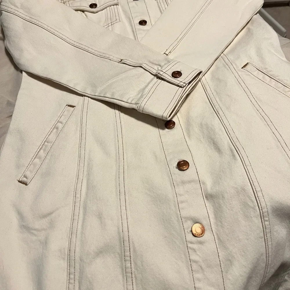 J. Crew Cream Long Sleeve Shirt Dress